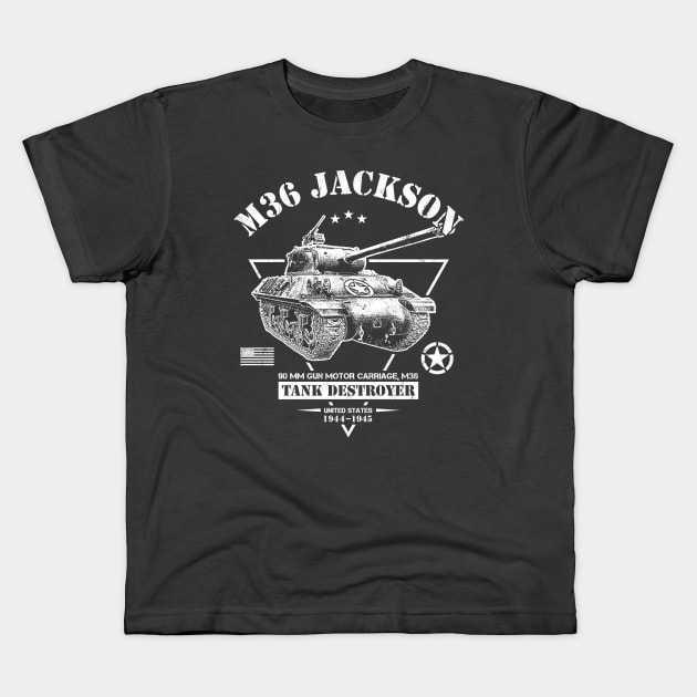 M36 Jackson Tank Destroyer Kids T-Shirt by Military Style Designs